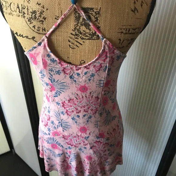 Free People summer mini dress. Ruched chest w/tie - Picture 4 of 7